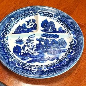Blue willow  grill plate